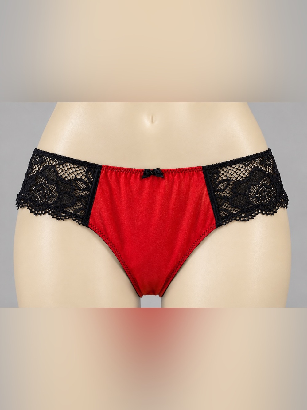 La Vie en Rose Red Black Floral Lace Lingerie Bottom L/G NWOT